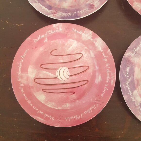 4pc CIB Goddess of Chocolate Dessert Plate Set in Box - Picture 3 of 10